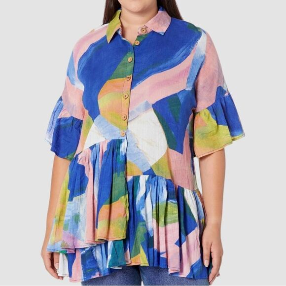 Avenue/ Zim & Zoe Splash Print Tunic, Size 22/24 - Picture 4 of 13
